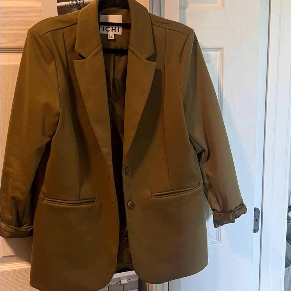 Women’s Polished Olive Green Single-Button Blazer